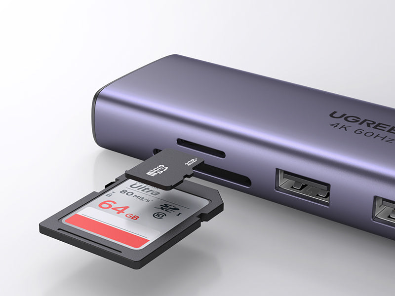 Ugreen 60515 laptop-dockingstation & portreplikator Kabelgebunden USB 3.2 Gen 1 (3.1 Gen 1) Type-C Grau