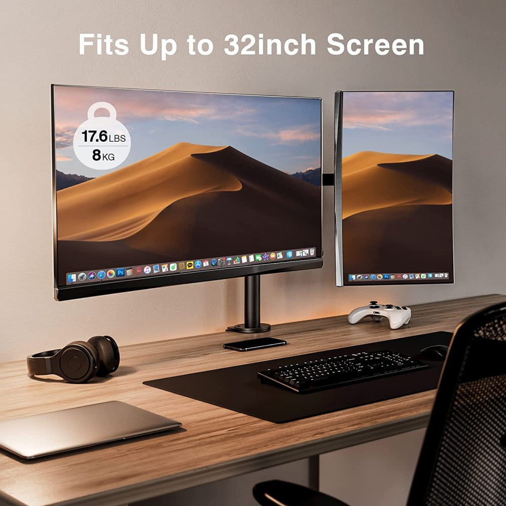 Techly ICA-LCD 582-D Flachbildschirm-Tischhalterung 81,3 cm (32") Tisch/Bank Schwarz