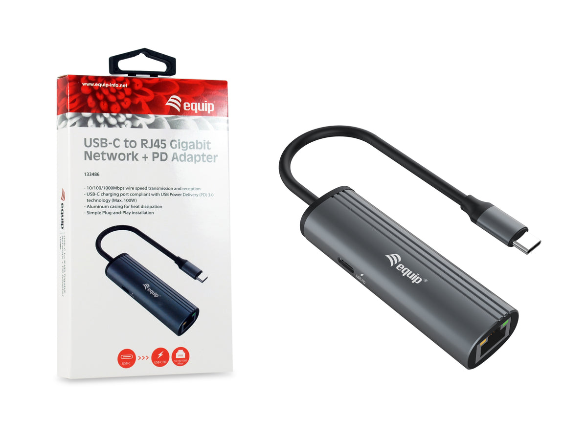 Equip USB-C-auf-RJ45-Gigabit-Netzwerk + PD-Adapter
