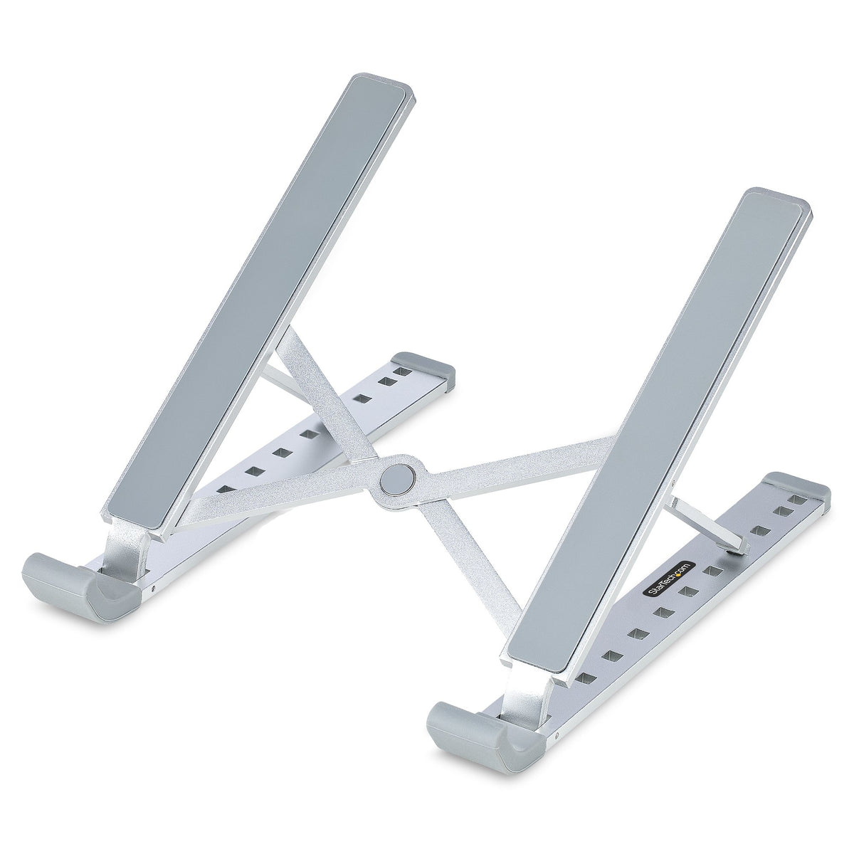 StarTech.com Foldable Laptop Stand, Portable Height Adjustable Ergonomic Laptop Riser, 10 kg Capacity, Tiltable Aluminum Laptop Holder, Notebook Stand, Swiveling Laptop Base