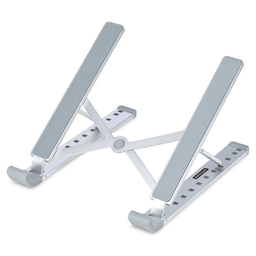 StarTech.com Faltbarer Laptop Ständer, Tragbarer Höhenverstellbarer Ergonomischer Laptopständer, Tragkraft 10 kg, Aluminium Laptophalterung neigbar, Notebook Ständer, Schwenkbare Laptop Unterlage