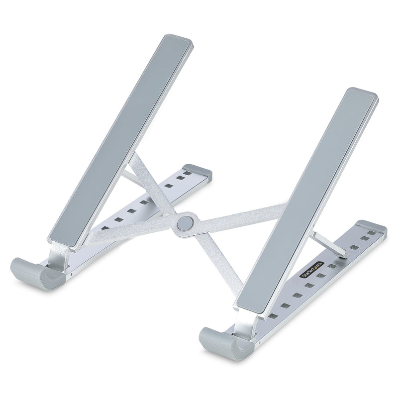StarTech.com Faltbarer Laptop Ständer, Tragbarer Höhenverstellbarer Ergonomischer Laptopständer, Tragkraft 10 kg, Aluminium Laptophalterung neigbar, Notebook Ständer, Schwenkbare Laptop Unterlage