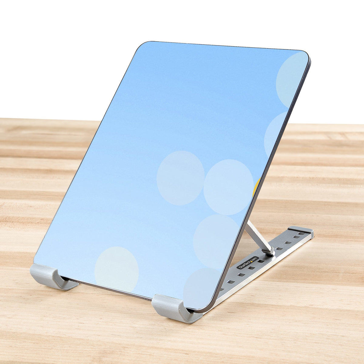 StarTech.com Foldable Laptop Stand, Portable Height Adjustable Ergonomic Laptop Riser, 10 kg Capacity, Tiltable Aluminum Laptop Holder, Notebook Stand, Swiveling Laptop Base
