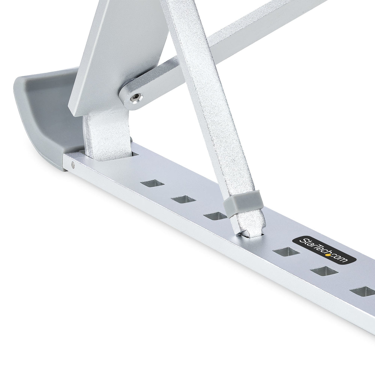 StarTech.com Foldable Laptop Stand, Portable Height Adjustable Ergonomic Laptop Riser, 10 kg Capacity, Tiltable Aluminum Laptop Holder, Notebook Stand, Swiveling Laptop Base