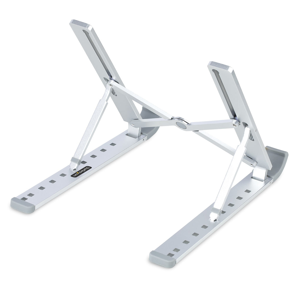 StarTech.com Foldable Laptop Stand, Portable Height Adjustable Ergonomic Laptop Riser, 10 kg Capacity, Tiltable Aluminum Laptop Holder, Notebook Stand, Swiveling Laptop Base
