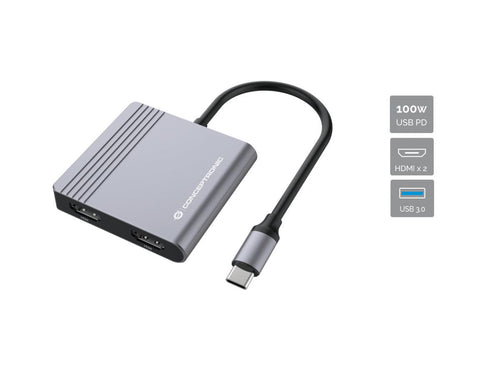 Conceptronic DONN13G laptop-dockingstation & portreplikator Kabelgebunden USB 3.2 Gen 1 (3.1 Gen 1) Type-C Grau