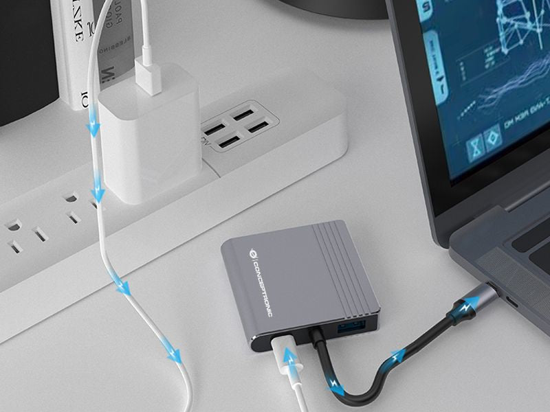 Conceptronic DONN13G laptop-dockingstation & portreplikator Kabelgebunden USB 3.2 Gen 1 (3.1 Gen 1) Type-C Grau