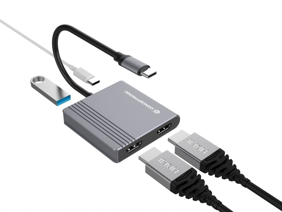Conceptronic DONN13G laptop-dockingstation & portreplikator Kabelgebunden USB 3.2 Gen 1 (3.1 Gen 1) Type-C Grau