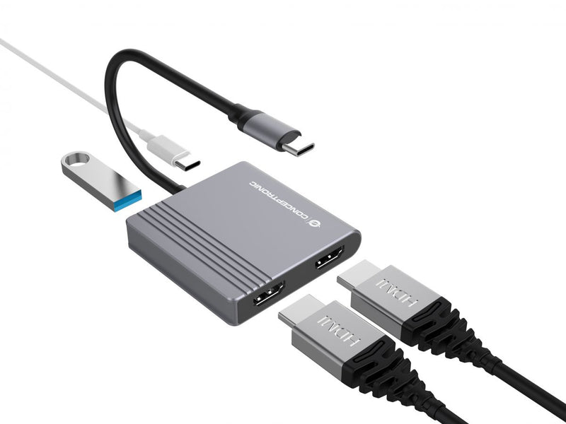 Conceptronic DONN13G laptop-dockingstation & portreplikator Kabelgebunden USB 3.2 Gen 1 (3.1 Gen 1) Type-C Grau