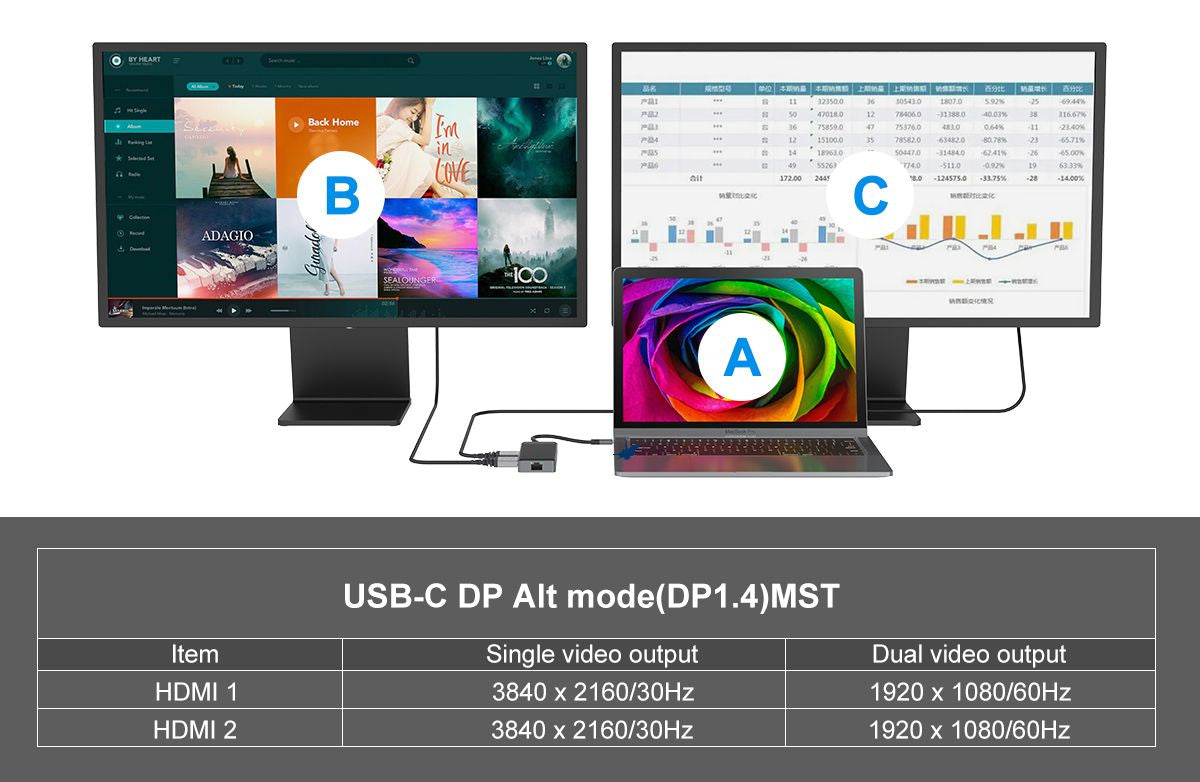 Conceptronic DONN14G laptop-dockingstation & portreplikator Kabelgebunden USB 3.2 Gen 1 (3.1 Gen 1) Type-C Grau