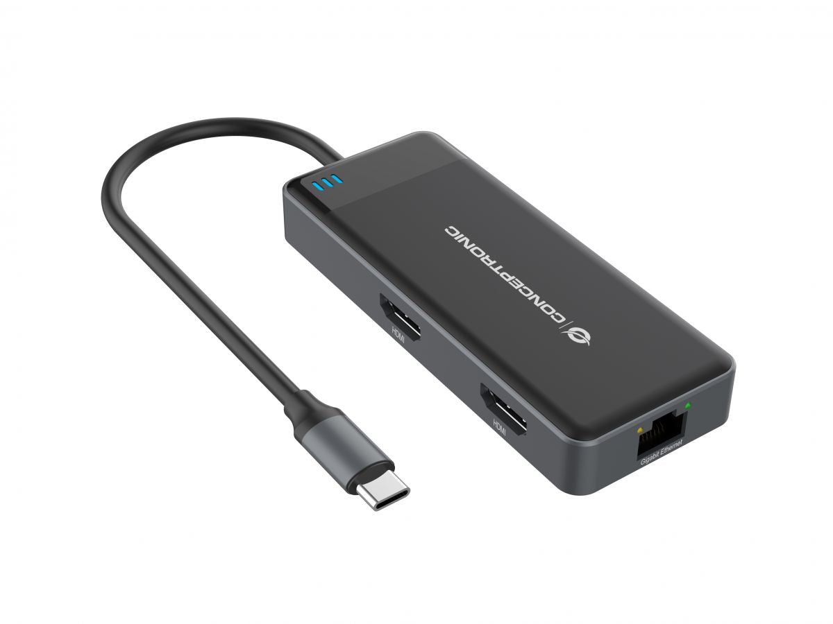 Conceptronic DONN14G laptop-dockingstation & portreplikator Kabelgebunden USB 3.2 Gen 1 (3.1 Gen 1) Type-C Grau