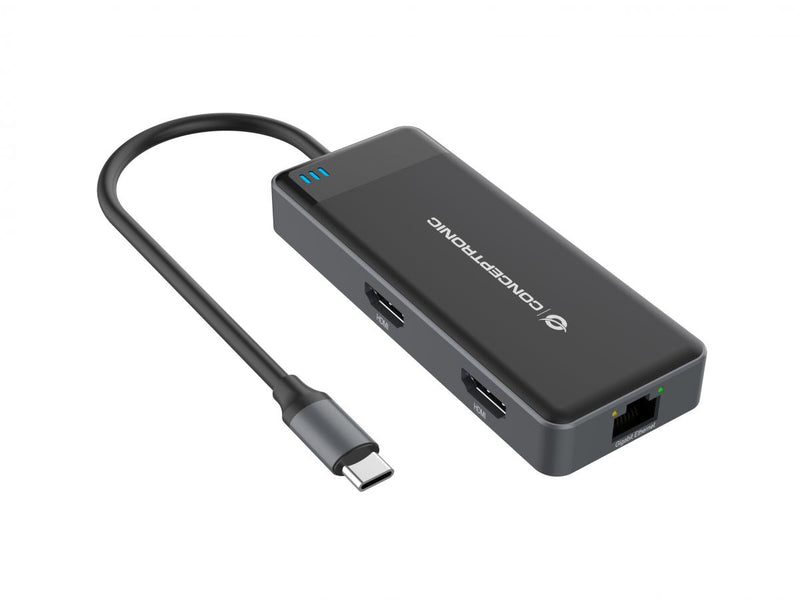 Conceptronic DONN14G laptop-dockingstation & portreplikator Kabelgebunden USB 3.2 Gen 1 (3.1 Gen 1) Type-C Grau