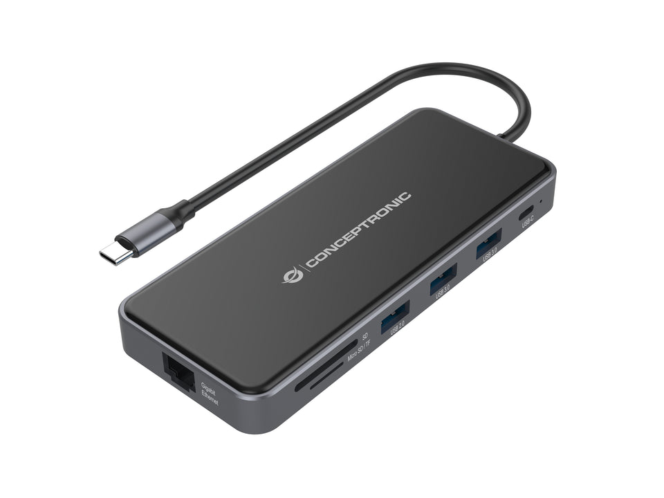 Conceptronic DONN15G Station d'accueil pour ordinateur portable et réplicateur de ports Filaire USB 3.2 Gen 1 (3.1 Gen 1) Type-C Gris