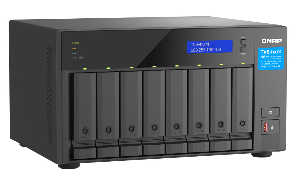 QNAP TVS-h874X NAS Tower Intel® Core™ i9 64 GB DDR4 0 TB QuTS hero Schwarz