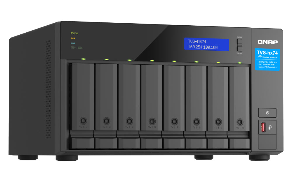 QNAP TVS-h874X NAS Tower Intel® Core™ i9 64 GB DDR4 0 TB QuTS hero Schwarz