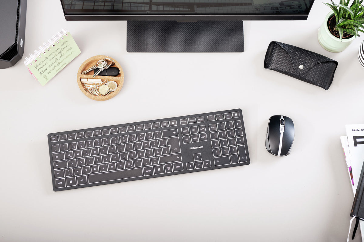 CHERRY KW 9100 SLIM Tastatur Universal RF Wireless + Bluetooth QWERTY Spanisch Schwarz