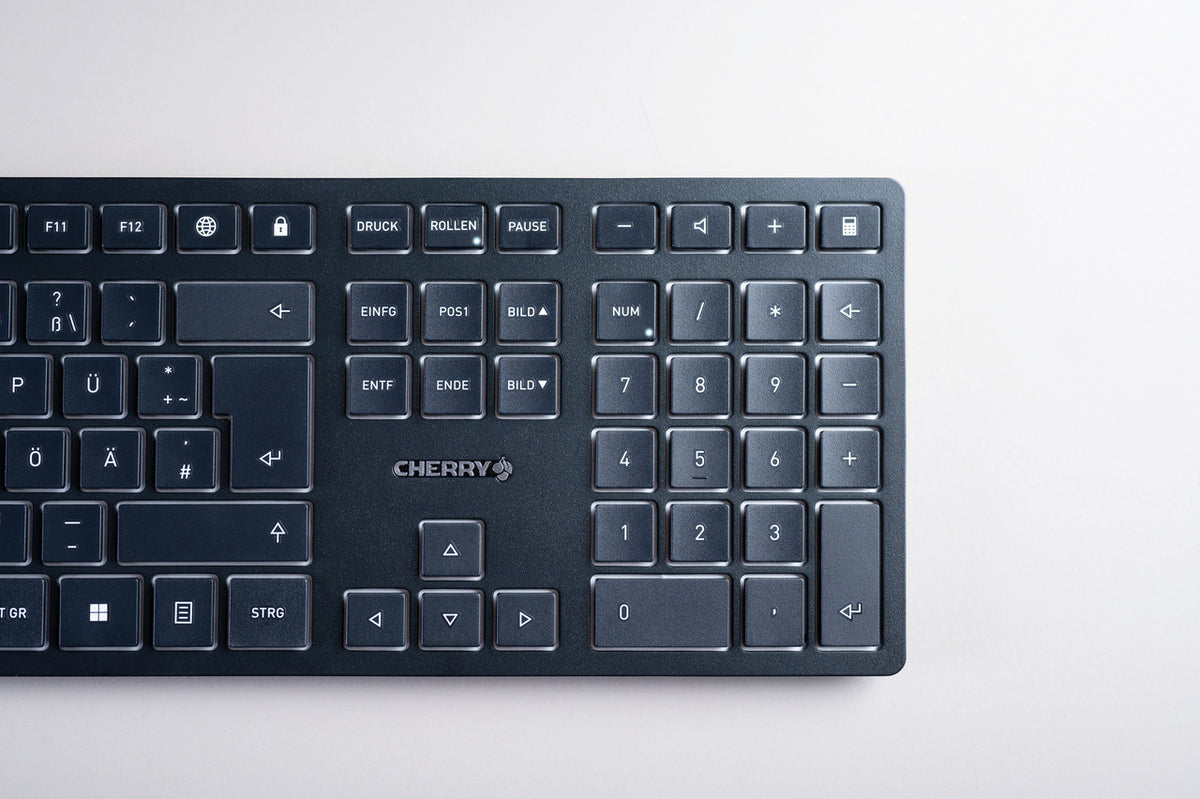 CHERRY KW 9100 SLIM Tastatur Universal RF Wireless + Bluetooth QWERTZ Schweiz Schwarz