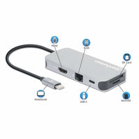 Manhattan 130615 laptop-dockingstation & portreplikator Kabelgebunden USB 3.2 Gen 1 (3.1 Gen 1) Type-C Aluminium