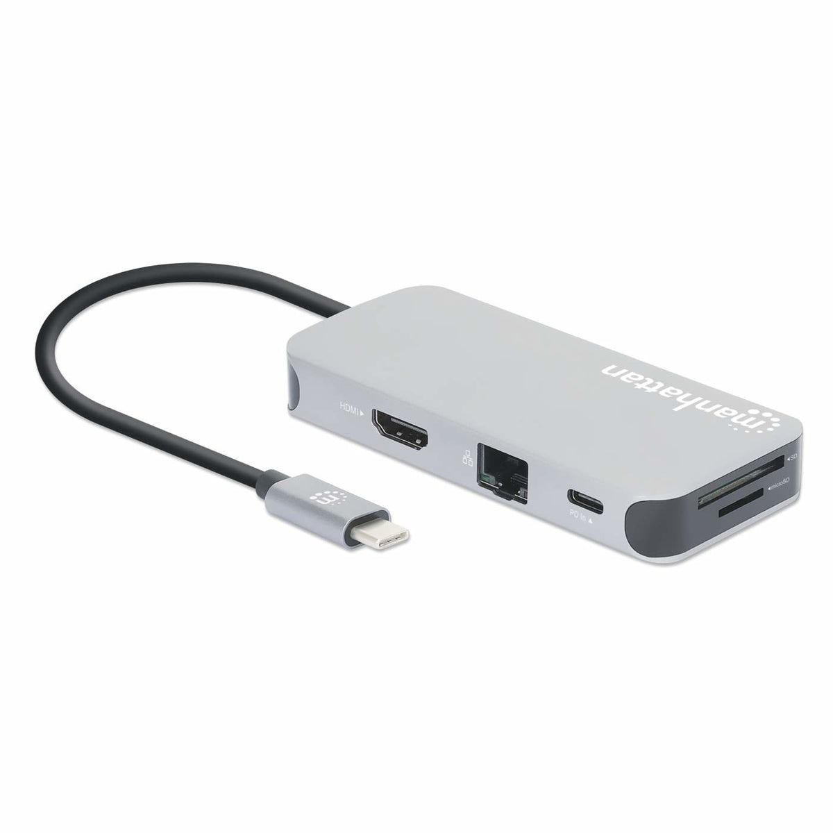 Manhattan 130615 laptop-dockingstation & portreplikator Kabelgebunden USB 3.2 Gen 1 (3.1 Gen 1) Type-C Aluminium