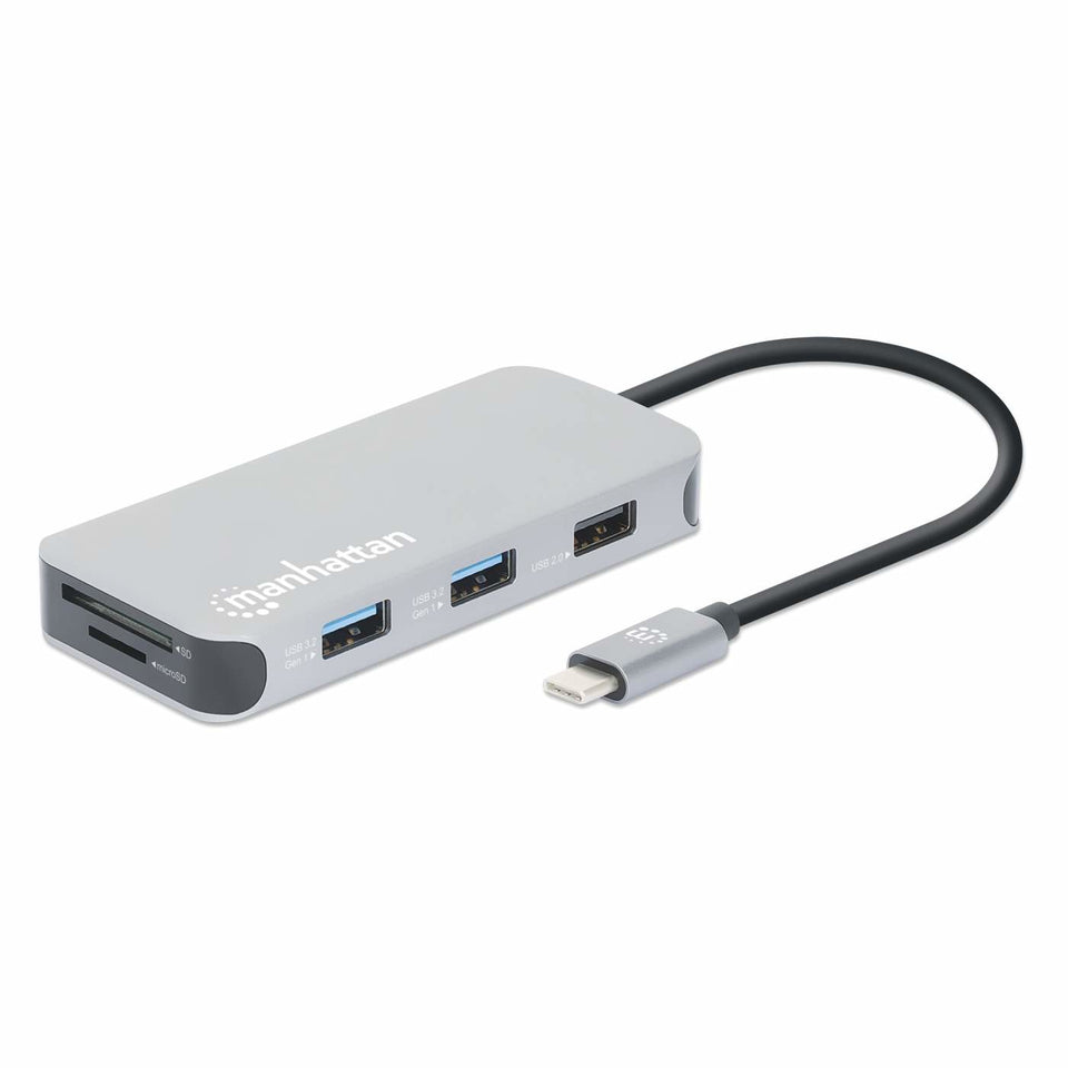 Manhattan 130615 Laptop docking station & port replicator Wired USB 3.2 Gen 1 (3.1 Gen 1) Type-C Aluminium