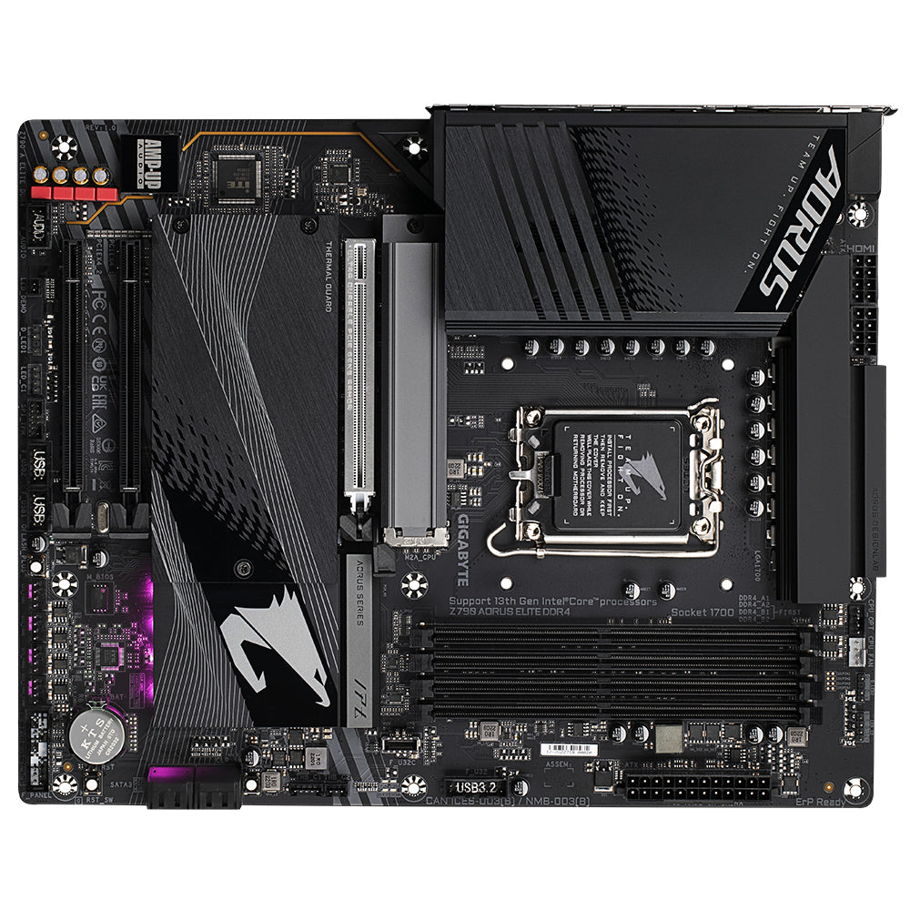 GIGABYTE Z790 AORUS ELITE DDR4 Mainboard - Unterstützt Intel Core Prozessoren 14th Gen CPUs, 16+1+2 Phases Digital VRM, up to 5333MHz DDR4 (OC), 4xPCIe 4.0 M.2, 2.5GbE LAN, USB 3.2 Gen 2x2
