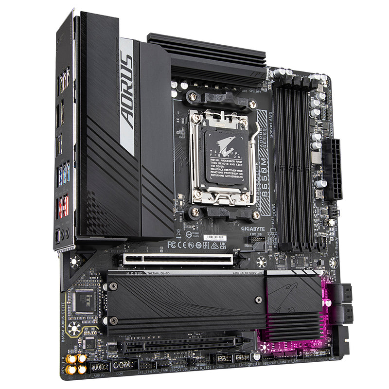 GIGABYTE B650M AORUS ELITE Mainboard – Unterstützt AMD Ryzen 9000 CPUs, 12+2+2 Phasen VRM, bis zu 8000 MHz DDR5, 1xPCIe 5.0 + 1xPCIe 4.0 M.2, 2.5GbE LAN, USB 3.2 Gen 2x2
