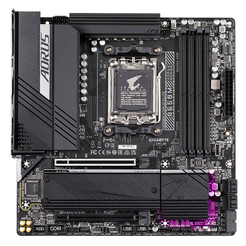 GIGABYTE B650M AORUS ELITE Mainboard – Unterstützt AMD Ryzen 9000 CPUs, 12+2+2 Phasen VRM, bis zu 8000 MHz DDR5, 1xPCIe 5.0 + 1xPCIe 4.0 M.2, 2.5GbE LAN, USB 3.2 Gen 2x2