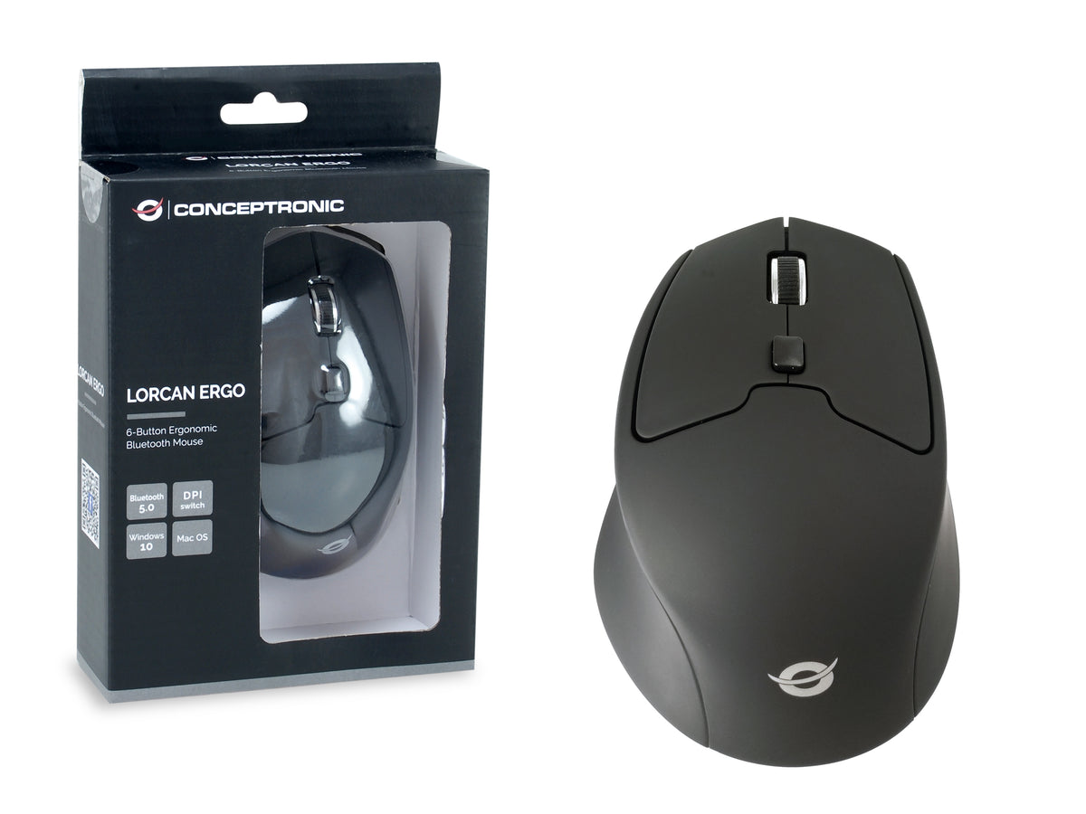 Conceptronic LORCAN02B Ergo Maus Büro rechts Bluetooth Optisch 1600 DPI
