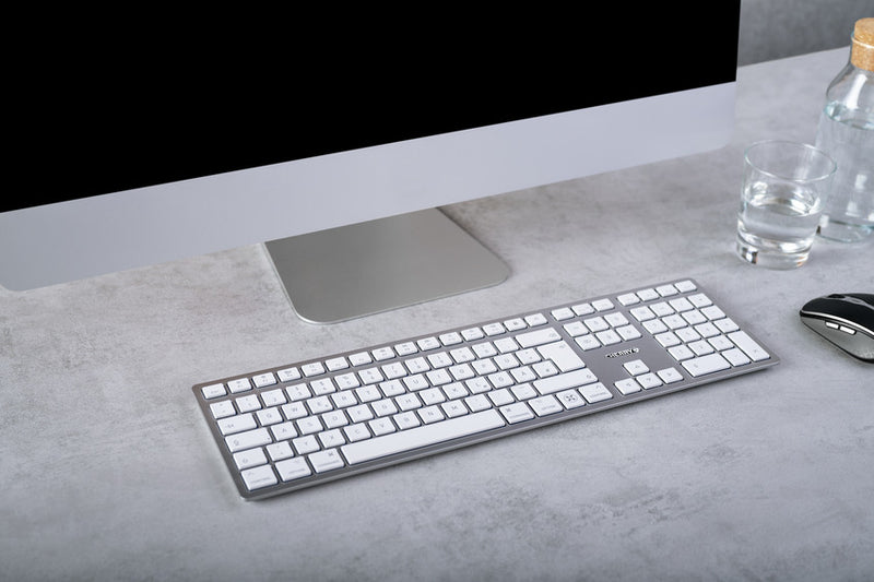 CHERRY KW 9100 SLIM FOR MAC Tastatur Universal USB + Bluetooth QWERTZ Deutsch Silber