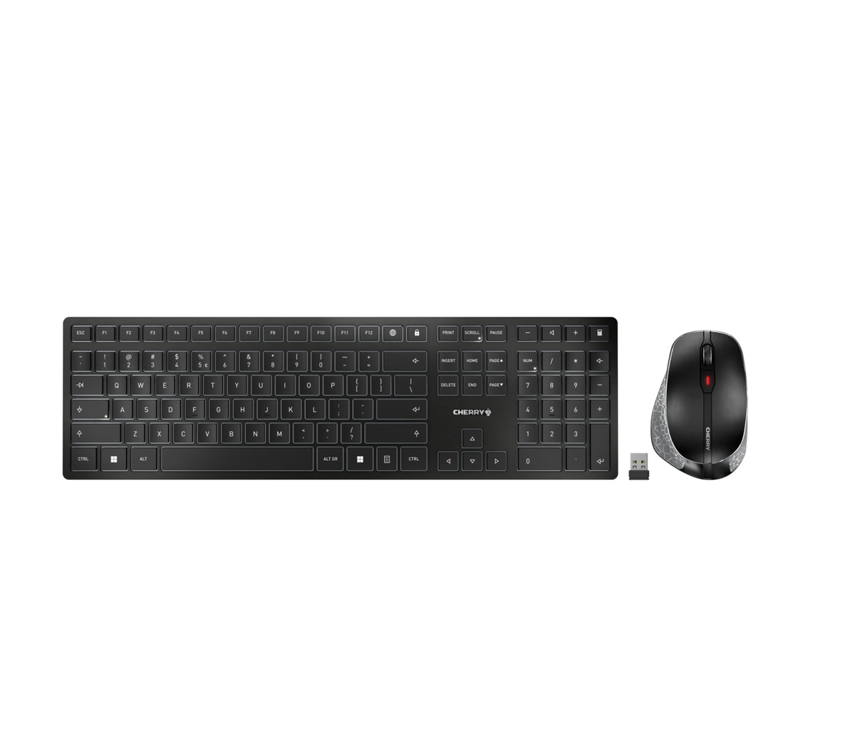 CHERRY DW 9500 SLIM Tastatur Maus enthalten Universal RF Wireless + Bluetooth QWERTZ Schweiz Schwarz, Grau