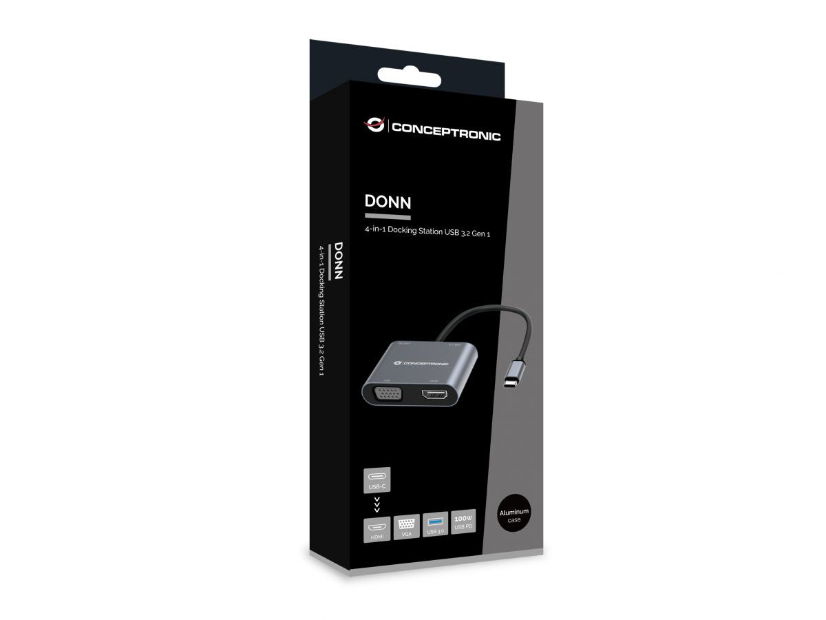 Conceptronic DONN16G Kabelgebunden USB 3.2 Gen 1 (3.1 Gen 1) Type-C Grau