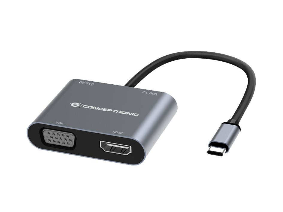 Conceptronic DONN16G Kabelgebunden USB 3.2 Gen 1 (3.1 Gen 1) Type-C Grau