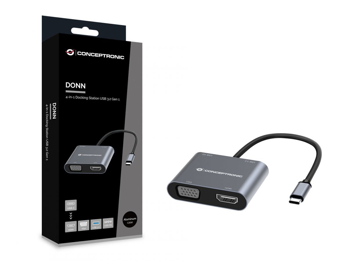 Conceptronic DONN16G Kabelgebunden USB 3.2 Gen 1 (3.1 Gen 1) Type-C Grau