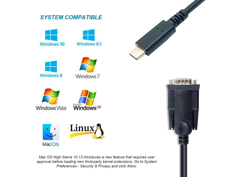 Equip USB-C auf Serial (DB9) Kabel, M/M, 1.5m