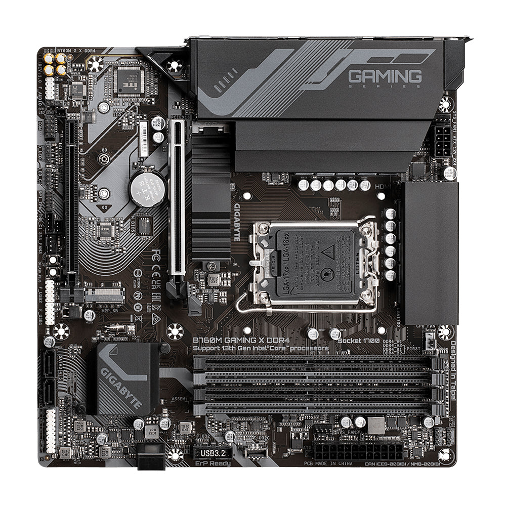 GIGABYTE B760M GAMING X DDR4 Motherboard - Unterstützt Intel Core 14. Generation CPUs, 8+1+1 Phasen Digital VRM, bis zu 5333MHz DDR4 (OC), 2xPCIe 4.0 M.2, 2.5GbE LAN, USB 3.2 Gen2
