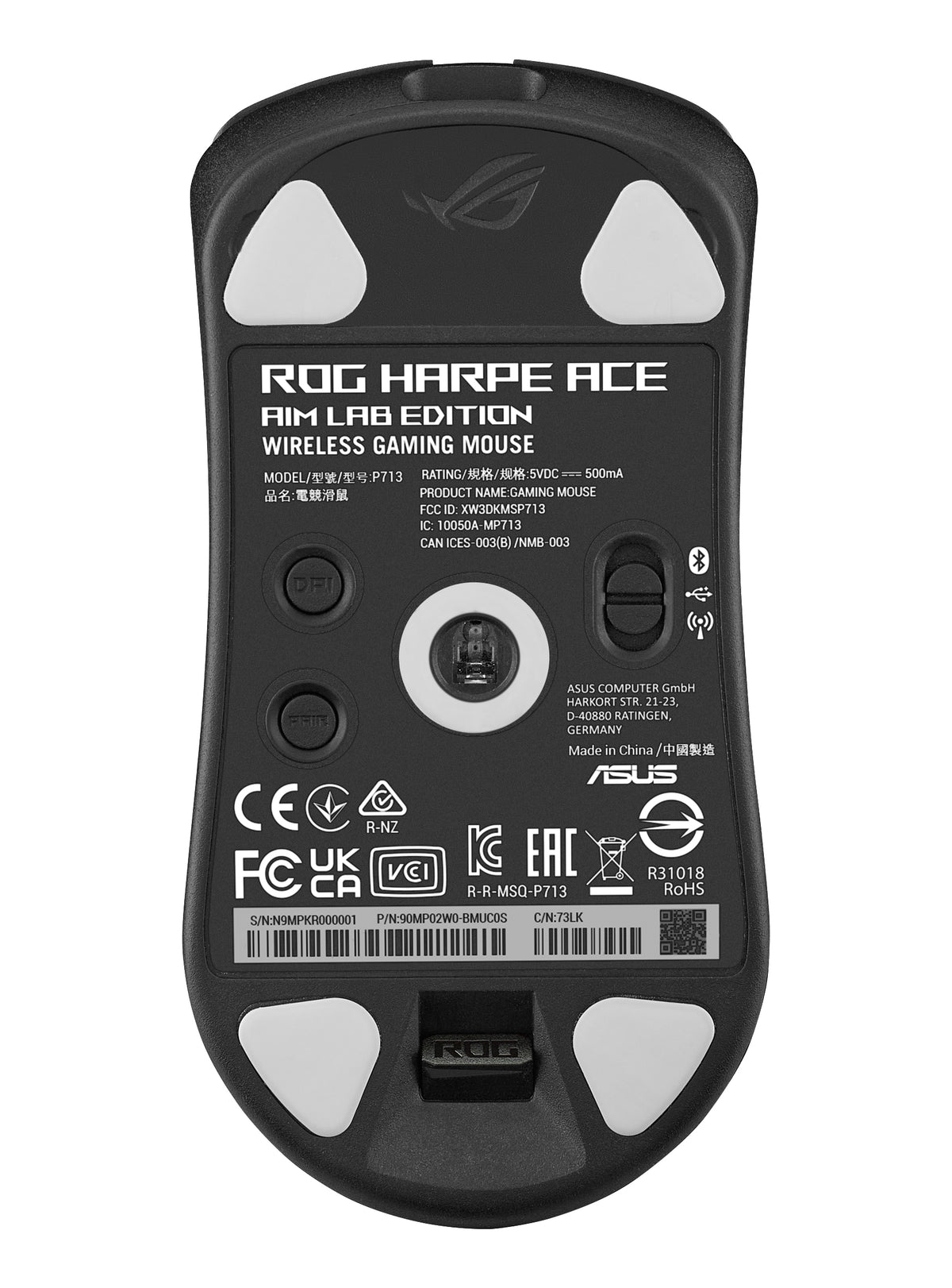 ASUS ROG Harpe Ace Aim Lab Edition Maus Gaming Beidhändig RF Wireless + Bluetooth + USB Type-A Optisch 36000 DPI