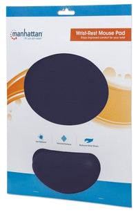 Manhattan Mauspad mit Handgelenkauflage, Weiches Gelmaterial schont das Handgelenk, blauer Textilbezug