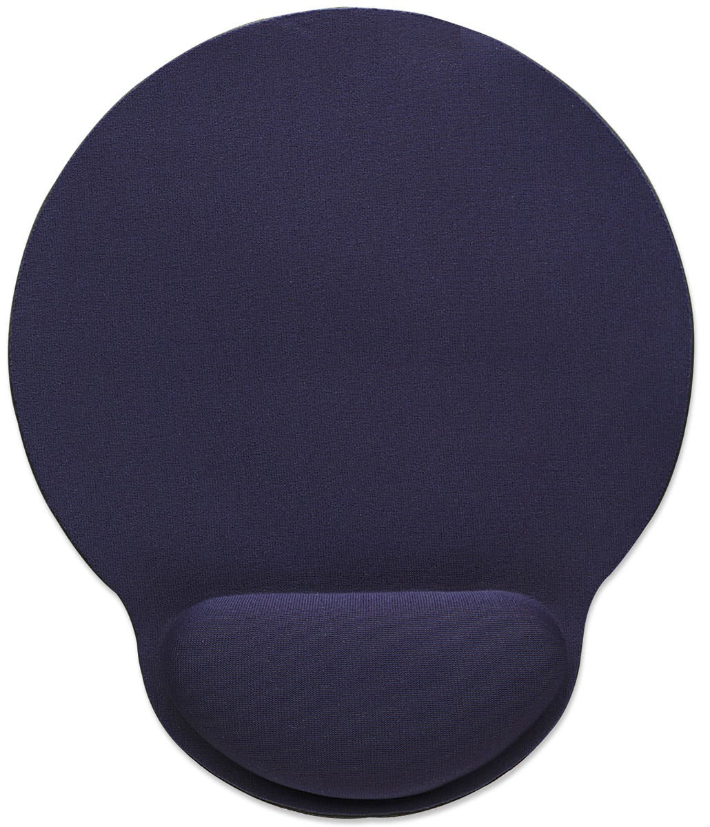 Manhattan Mauspad mit Handgelenkauflage, Weiches Gelmaterial schont das Handgelenk, blauer Textilbezug
