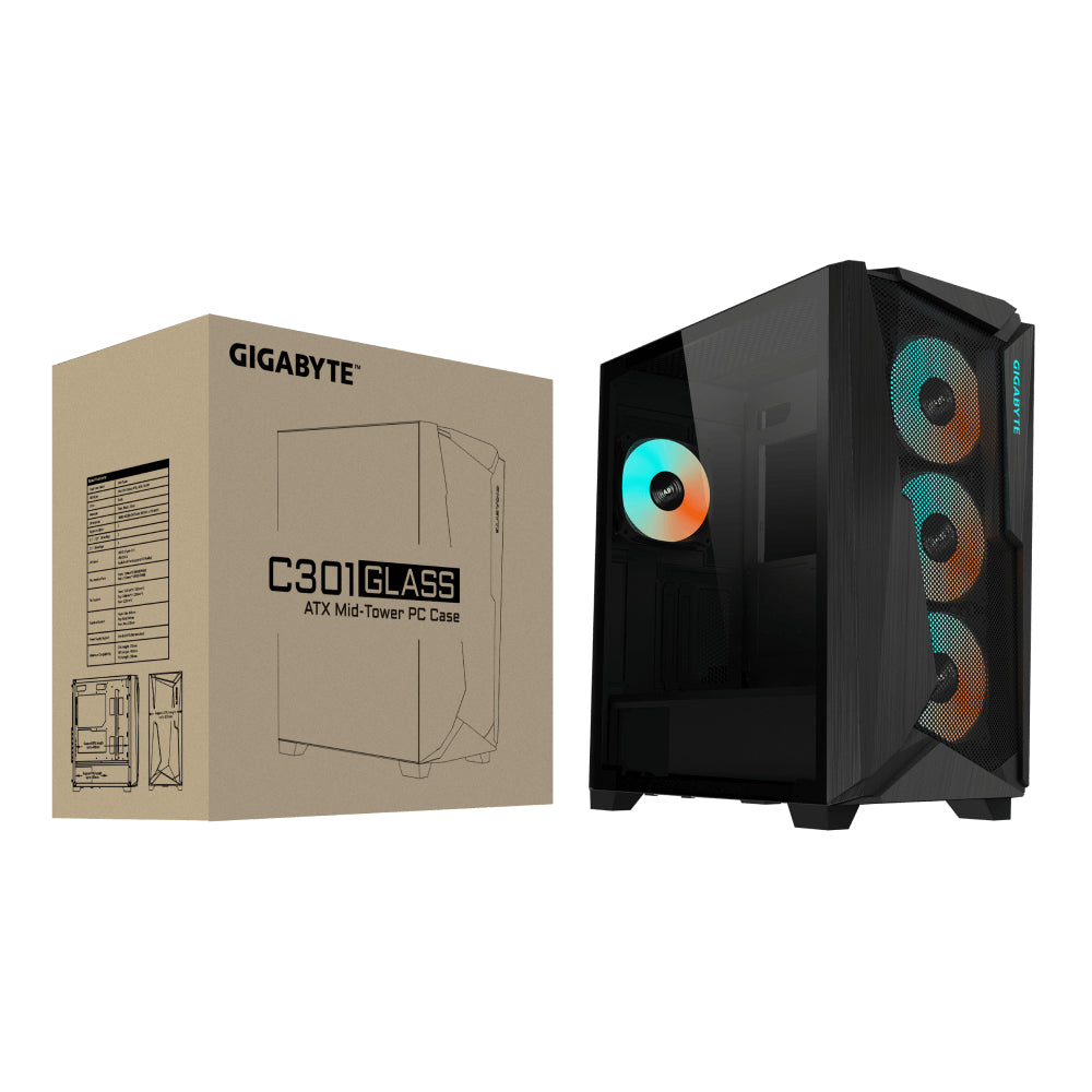 GIGABYTE C301 GLASS Midi Tower Schwarz