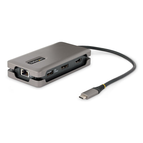 StarTech.com USB-C Multiport Adapter - 4K 60Hz USB C HDMI/DisplayPort Adapter, Reisedock - 3 Port USB C Hub - 100W PD - GbE - USB C Dockingstation/Laptop Dock - USB C auf HDMI - 30cm Integ. Kabel mit Kabelschlitz