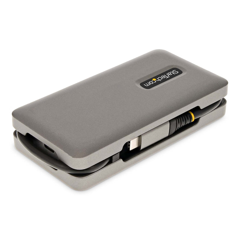 StarTech.com USB-C Multiport Adapter - USB C auf VGA/4K 60Hz HDMI Adapter - 3-Port USBC Hub - 100W PD - GbE - USB C Dockingstation/Laptop Dock - Mini/Reise Dock USB C Adapter - 30 cm Integ. Kabel mit Kabelschlitz
