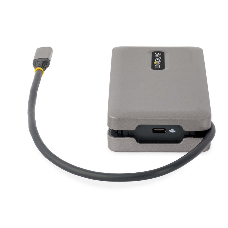 StarTech.com USB-C Multiport Adapter - USB C auf VGA/4K 60Hz HDMI Adapter - 3-Port USBC Hub - 100W PD - GbE - USB C Dockingstation/Laptop Dock - Mini/Reise Dock USB C Adapter - 30 cm Integ. Kabel mit Kabelschlitz