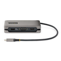 StarTech.com USB-C Multiport Adapter - USB C auf VGA/4K 60Hz HDMI Adapter - 3-Port USBC Hub - 100W PD - GbE - USB C Dockingstation/Laptop Dock - Mini/Reise Dock USB C Adapter - 30 cm Integ. Kabel mit Kabelschlitz