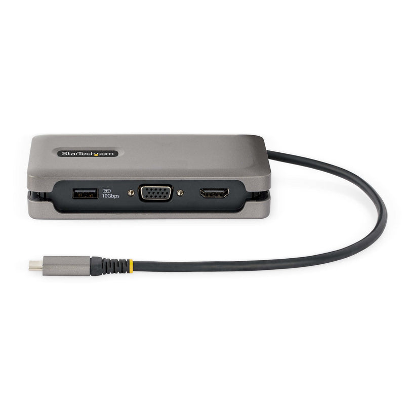 StarTech.com USB-C Multiport Adapter - USB C auf VGA/4K 60Hz HDMI Adapter - 3-Port USBC Hub - 100W PD - GbE - USB C Dockingstation/Laptop Dock - Mini/Reise Dock USB C Adapter - 30 cm Integ. Kabel mit Kabelschlitz