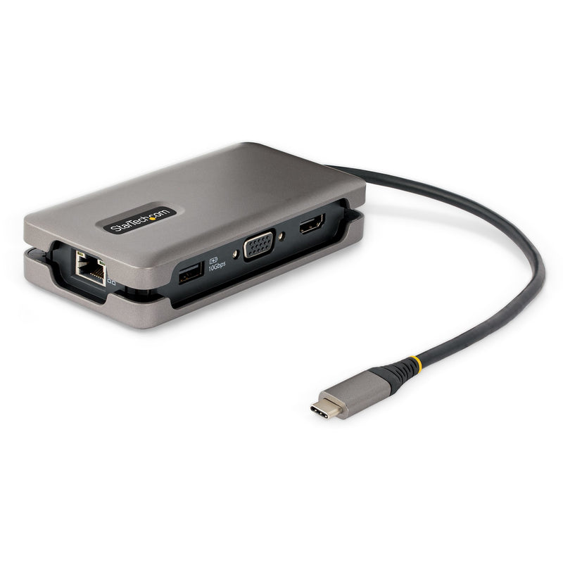 StarTech.com USB-C Multiport Adapter - USB C auf VGA/4K 60Hz HDMI Adapter - 3-Port USBC Hub - 100W PD - GbE - USB C Dockingstation/Laptop Dock - Mini/Reise Dock USB C Adapter - 30 cm Integ. Kabel mit Kabelschlitz