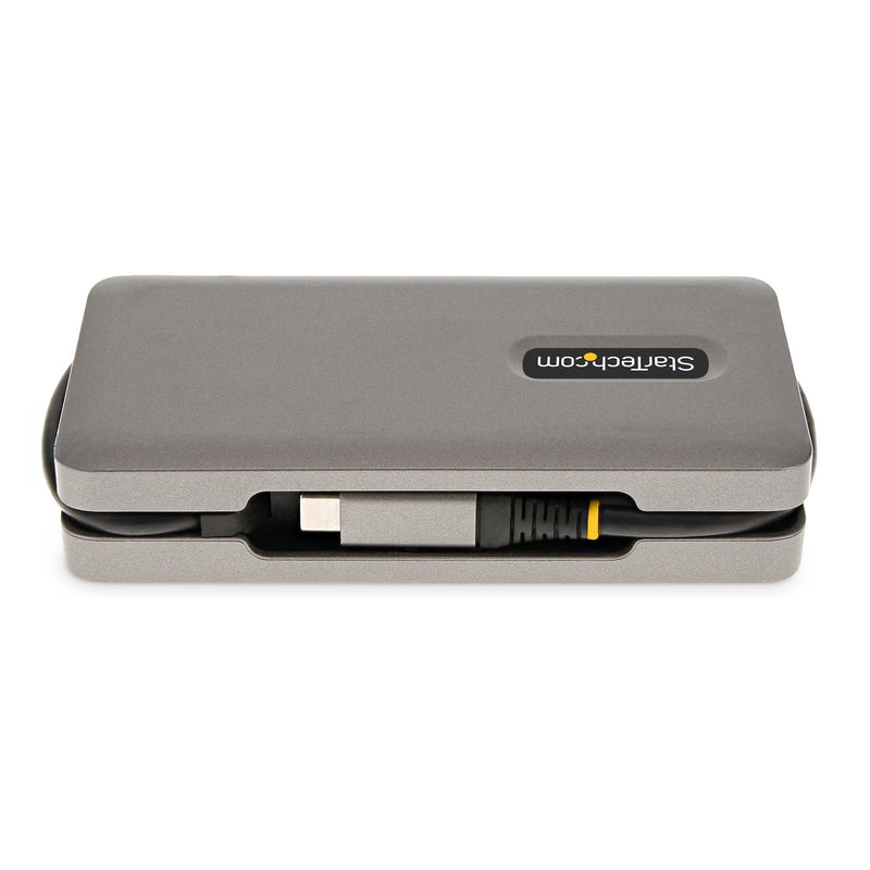 StarTech.com USB-C Multiport Adapter - USB C auf VGA/4K 60Hz HDMI Adapter - 3-Port USBC Hub - 100W PD - GbE - USB C Dockingstation/Laptop Dock - Mini/Reise Dock USB C Adapter - 30 cm Integ. Kabel mit Kabelschlitz