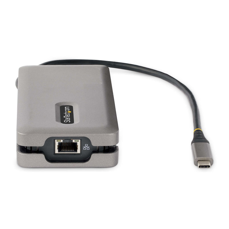 StarTech.com USB-C Multiport Adapter - USB C auf VGA/4K 60Hz HDMI Adapter - 3-Port USBC Hub - 100W PD - GbE - USB C Dockingstation/Laptop Dock - Mini/Reise Dock USB C Adapter - 30 cm Integ. Kabel mit Kabelschlitz