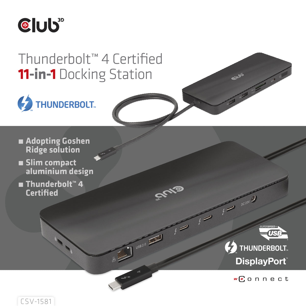CLUB3D Thunderbolt™ 4 Zertifizierte 11-in-1-Docking-Station