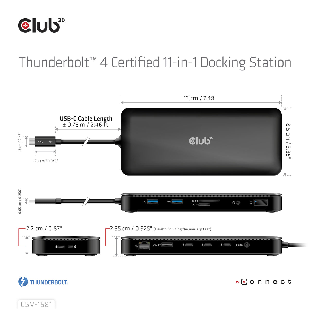 CLUB3D Thunderbolt™ 4 Zertifizierte 11-in-1-Docking-Station