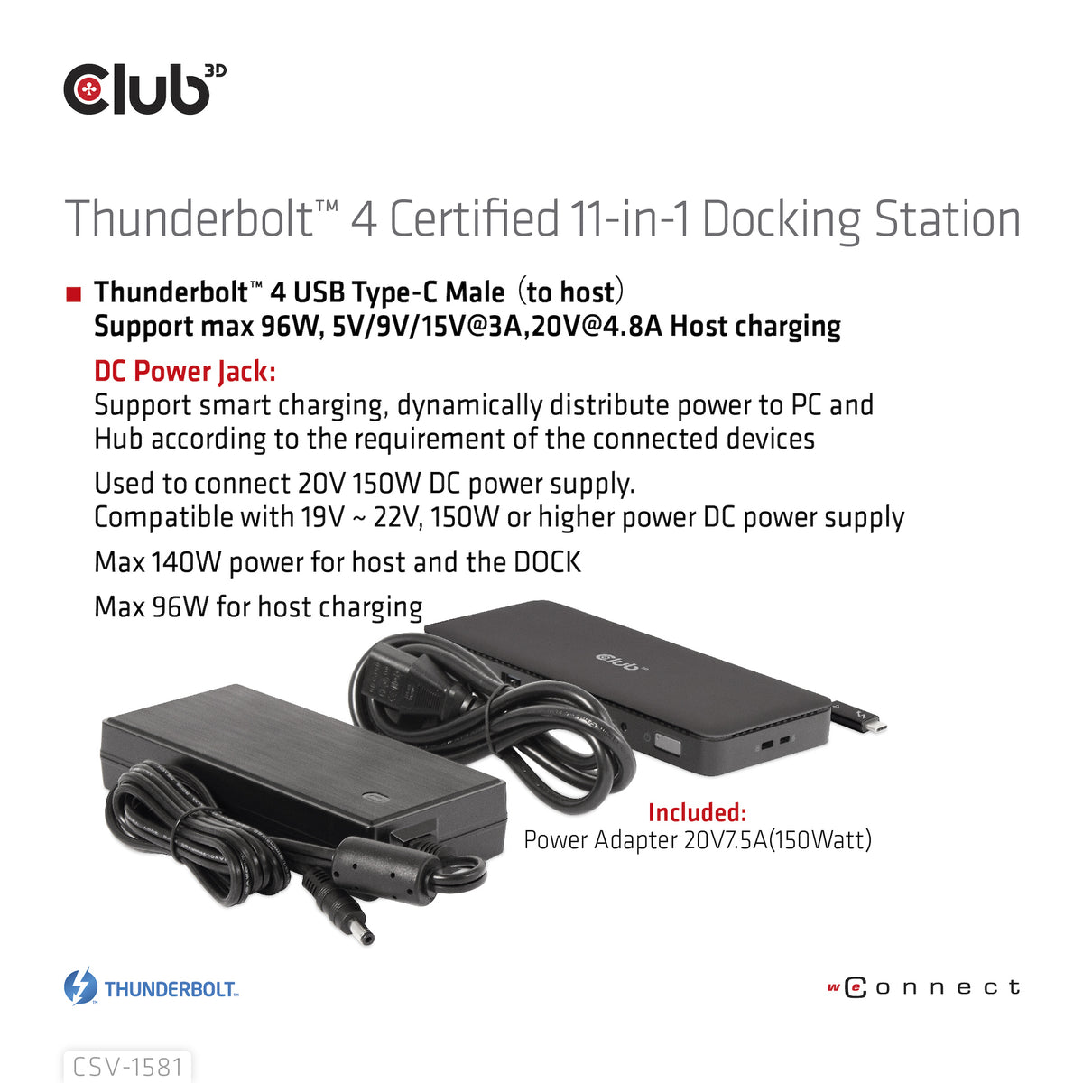 CLUB3D Thunderbolt™ 4 Zertifizierte 11-in-1-Docking-Station